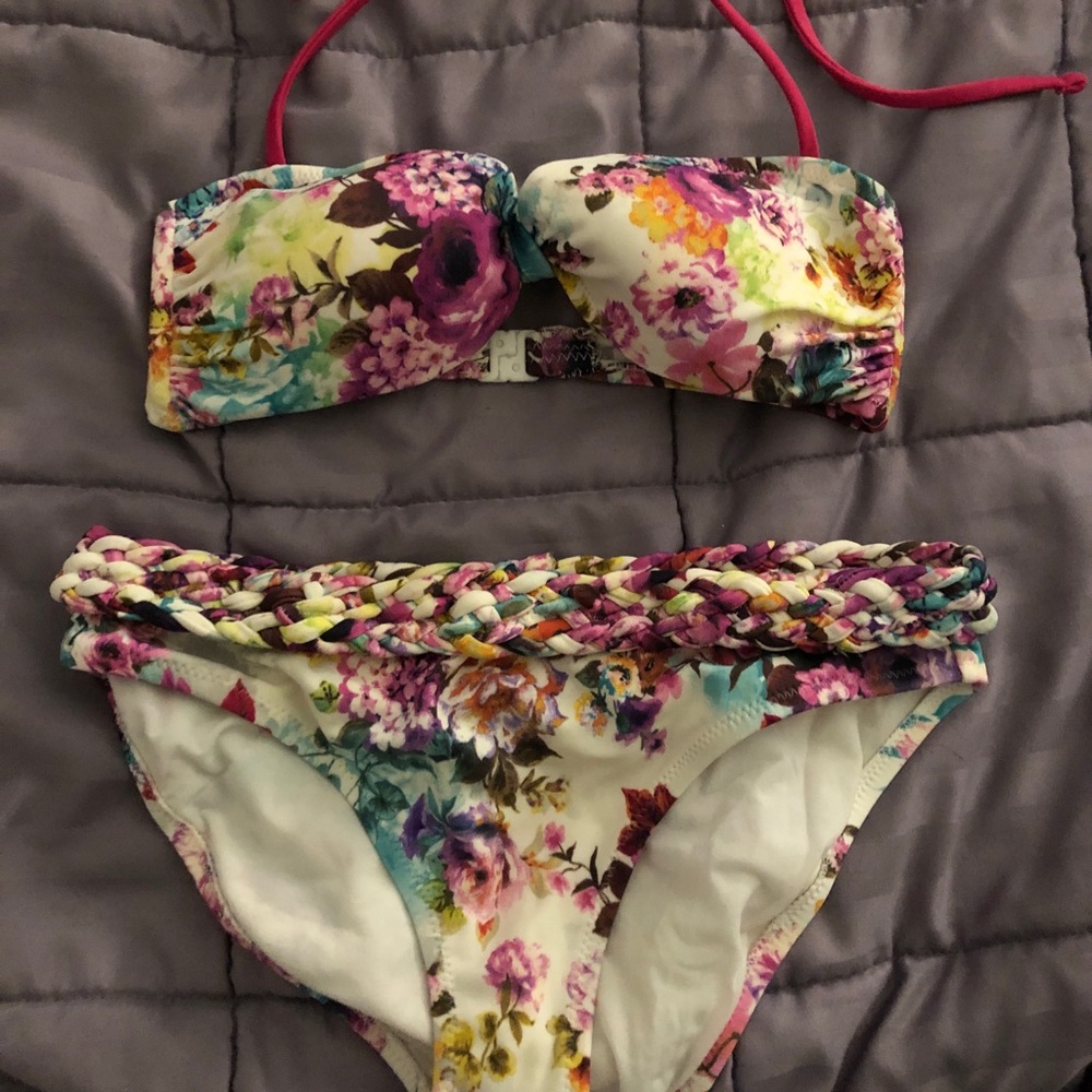 Rainbow Floral Bandeau Bikini